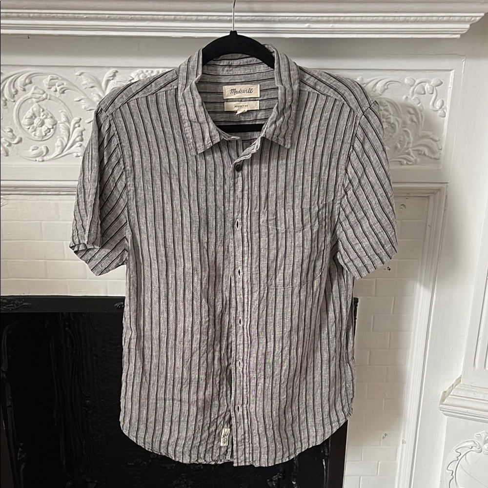 Madewell Grey Striped Men's Shirt